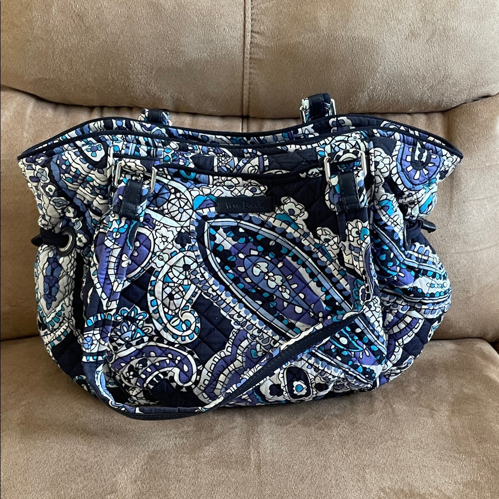 Vera Bradley Navy and Teal Paisley Quilted Tote
